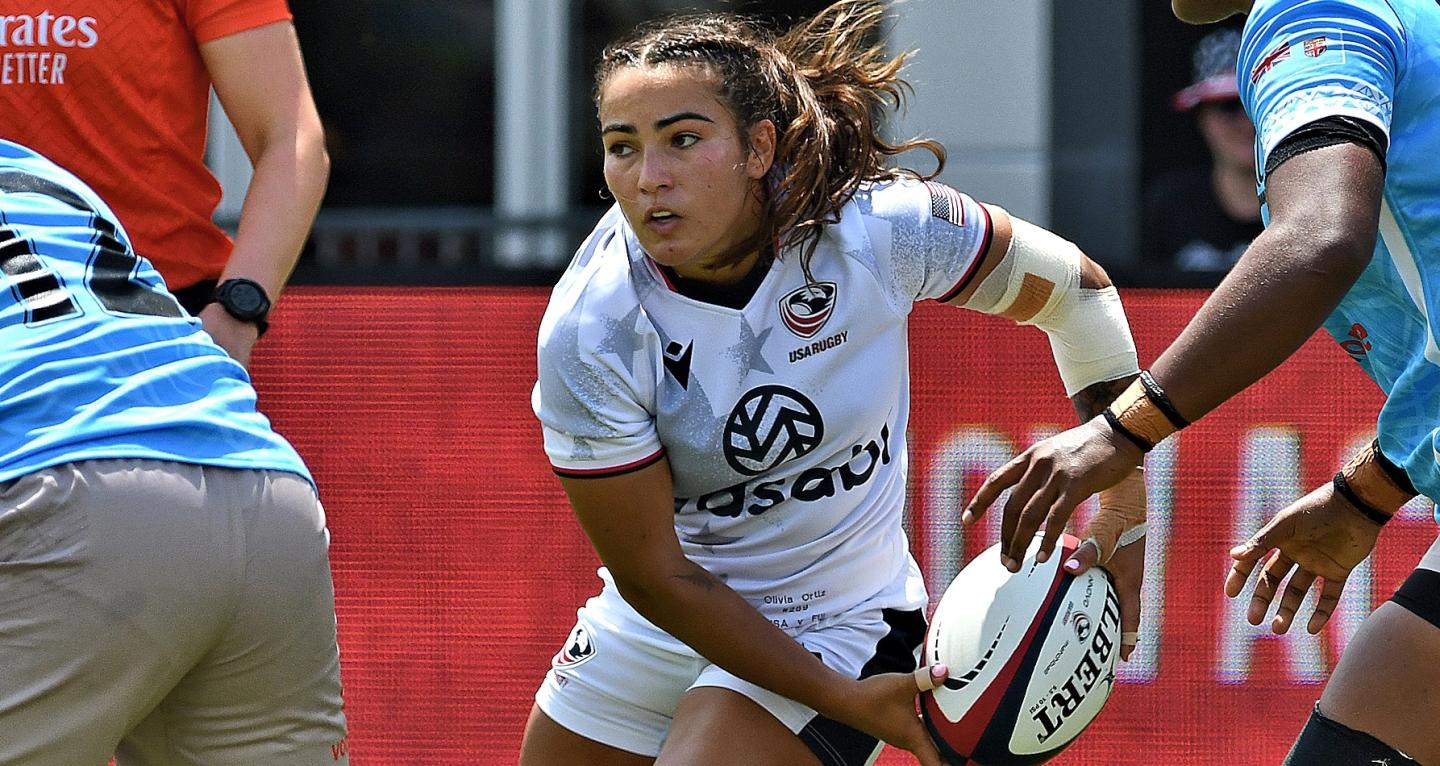 Sariah Ibarra for the USA 15s team vs Fiji July 2025. David Hughes photo.